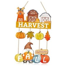 Pumpkin Wood Signs Gnome Welcome Front Door Sign Maple Leaf Fall Pumpkin