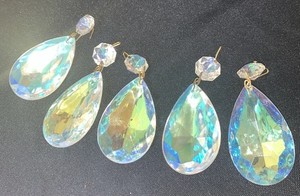Blue Aurora Borealis Glass Prisms (5) 3”