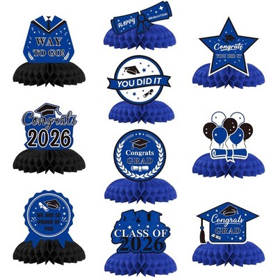 Graduation Decorations 2026 Blue White Honeycomb Centerpieces 10PCS Table