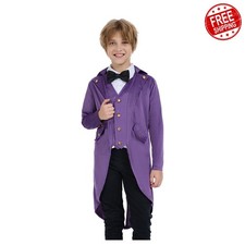 KDAFJLKD Steampunk Tailcoat Purple Size 120 5-6 Years Medieval Costume Jacket
