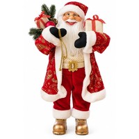 Weihnachtsmann Santa Clause 60 Cm Rot-Gold Geschenkesack Tannenzweigen Weihnacht