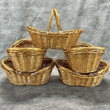 Natural Wood Wicker Baskets - Medium Size 14 x10 x6 - Lot of 5