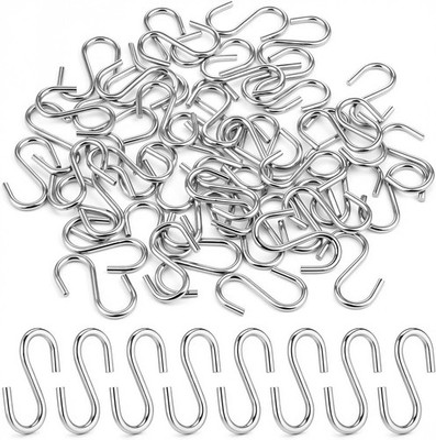 50 Stück Edelstahl Heavy Duty S-förmige Haken 2,5 cm Kleine Silber Mini M