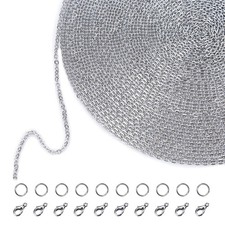 33 Feet Necklace Chains Stainless Steel DIY Link Chain Necklaces with 20 Lobster