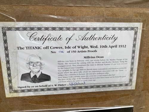 The Titanic off Cowes - Simon Fisher & Millvina Dean Signed - Framed Picture - Picture 8 of 8