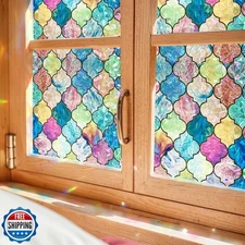 ADD.HERES Window Privacy Film, Stained Glass Decorative Static Cling, Removab
