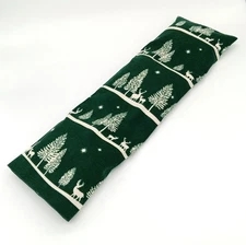 Microwave Heat Pack Cold Pack, Forest Green Flannel Cover with Deer 18.5 x 5.75