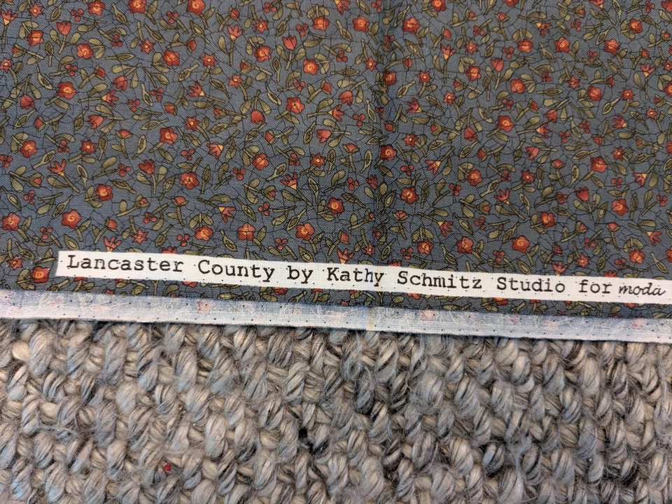 1 Yard Lancaster County Kathy Schmitz Blue Floral Crackle Quilting Fabric 40x42 - Image 2 of 4