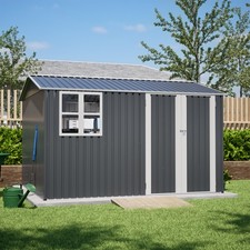 8x10 ft Outdoor Storage Shed, Metal Garden Shed with Lockable Doors, Tool Chest
