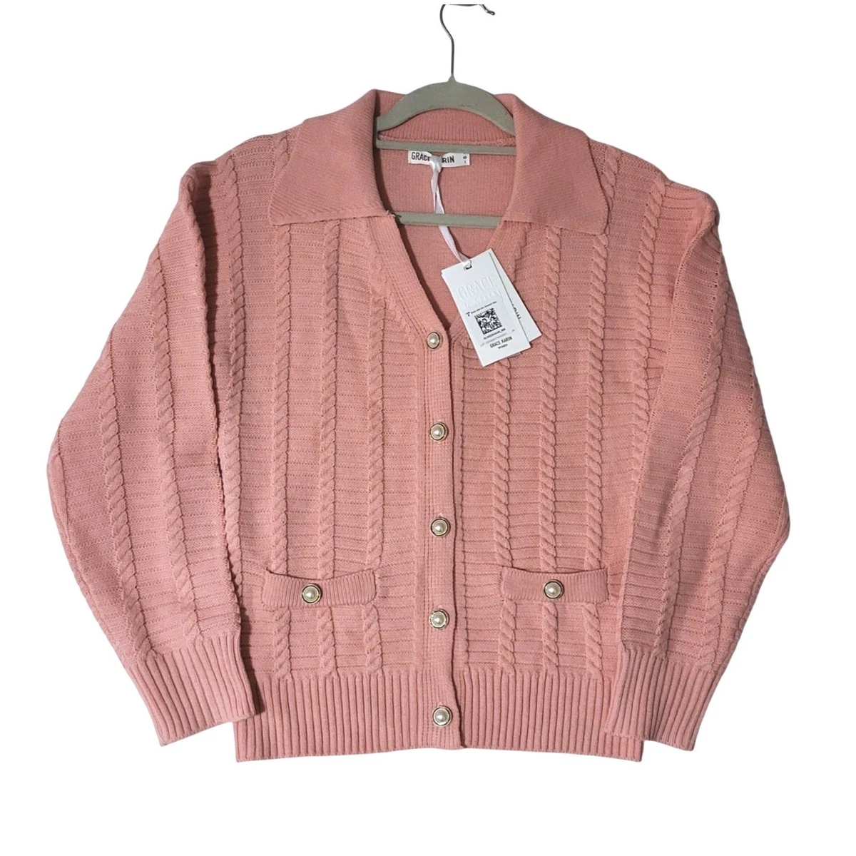 GRACE KARIN Women's Casual Cardigan Short Sleeve Bat Open Front Beach Festive Bolero Cardigan Coat Light Apricot, S