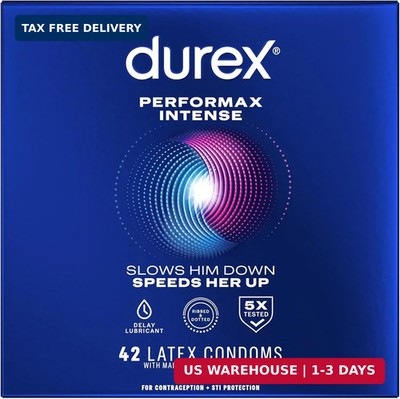 Durex Performax Intense Condoms, Ultra Fine, Ribbed, Dotted with Delay Lubricant