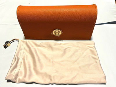 Tory Burch Large Sunglasses Eyeglasses Case With Pouch Orange