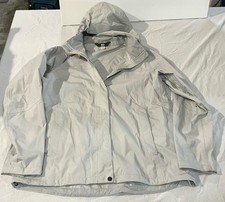 REI COOP Peek 2.5L Women's Jacket Large Blue Hooded Full Zip Button Long Rain