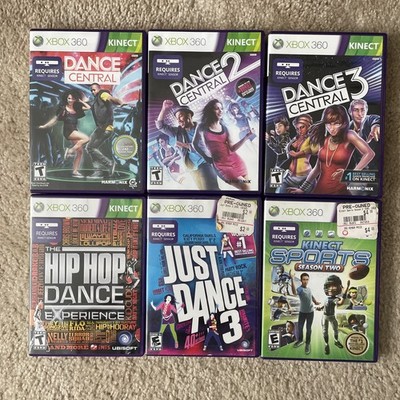 Xbox 360 Kinect Dance Central 1, 2 & 3 Trilogy Hip Hop Dance Just Dance 3 Lot