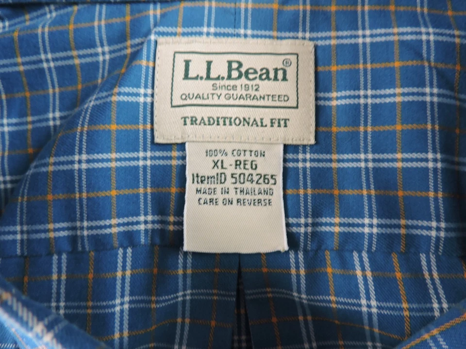 L.L. Bean Mens XL Traditional Fit Plaid Check Short Sleeve Button Down Shirt - Image 3 of 4