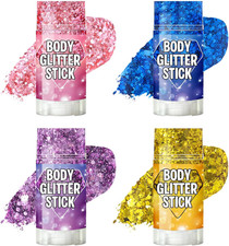 4Pcs Body Glitter Stick Set Pink/Blue/Gold /Purple Each 0.56Oz