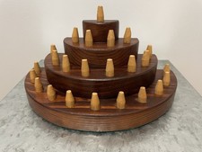 Vintage 4 Tier Handcrafted Wooden Thimble Display Stand For 24 Thimbles