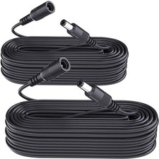 33ft DC Extension Cable 5.5x2.1mm Black 2 Pack