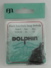 FJ Neil 2123-12 Dolphin Black Interlock Snap Swivel  12ct Size 12