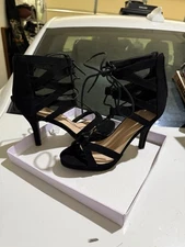 Top Moda Pebble 2 Black Nubuck Lace-Up Heels – Women’s Size 6.5 – New in Box