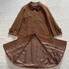 BURBERRY LONDON Long Wool Coat 100 Cashmere Brown Horse Logo Lining FF ABA