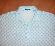 Turtleson Men's Size L Large S/S Golf Polo Shirt White Blue Micro Floral Print