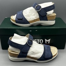 Mephisto Oriana Women  s EU 36 US 6 Strappy Wedge Sandals Navy Midnight Blue NWB 