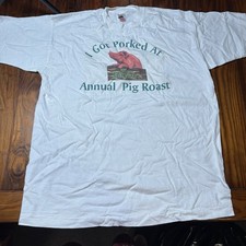 T-shirt vintage I Got Porked At The Bayers Annual Pig Roast taglia XL A3630