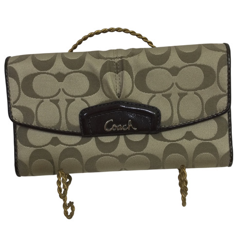 Coach Ashley Signature Checkbook Slim Envelope Wallet Canvas Khaki One Size