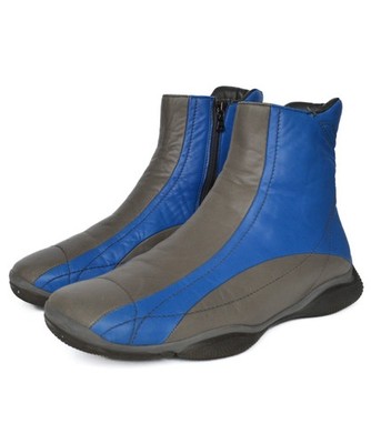 1999 Vintage Herren PRADA Stiefel Leder Astro Reißverschluss blau grau rote L...