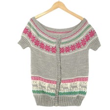 Vintage Nordic Fair Isle Wool Pullover Norway Grey Long Sleeve Size S