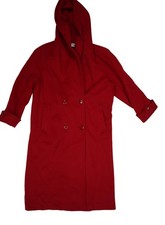 Vintage Forecaster Of Boston Wool Coat Womens 10 Red Hooded Long Overcoat