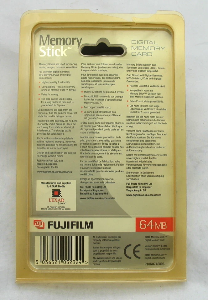 VINTAGE FUJIFILM LEXAR FULL SIZE 64MB MEMORY STICK FOR PLAYSTATION PSP CYBERSHOT - Image 2 of 2