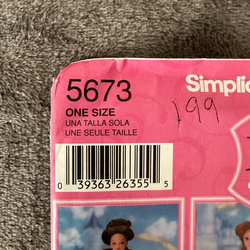 Simplicity Pattern 5673 11.5" Doll Clothes Disney Princess Dress 6 Styles - Image 2 of 4