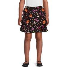 Wonder Nation Girls Halloween Print Tiered Skirt Black Soot XXL 18 