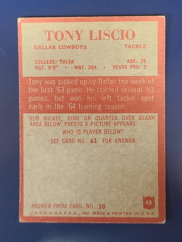 Tarjetas de fútbol americano Philadelphia 1965 completa tu conjunto que elijas #1-98 - Imagen 97 de 195