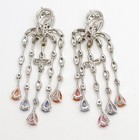 18K White Gold Chandelier Earrings w/ Diamonds, Padparadscha, Blue Pink Sapphire — photo 6