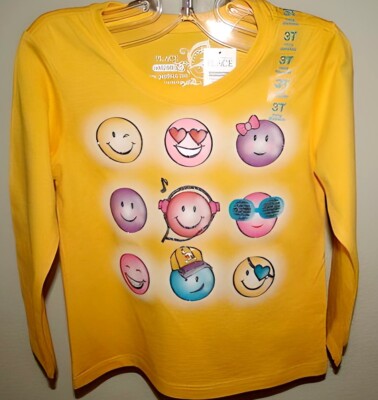 NEW The Children's Place Girl's Long Sleeve Smiles Graphic Tee 6-9 OR 24 Months