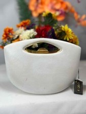 Nwt Rodo Bone Color Leather Framed Handbag Clutch