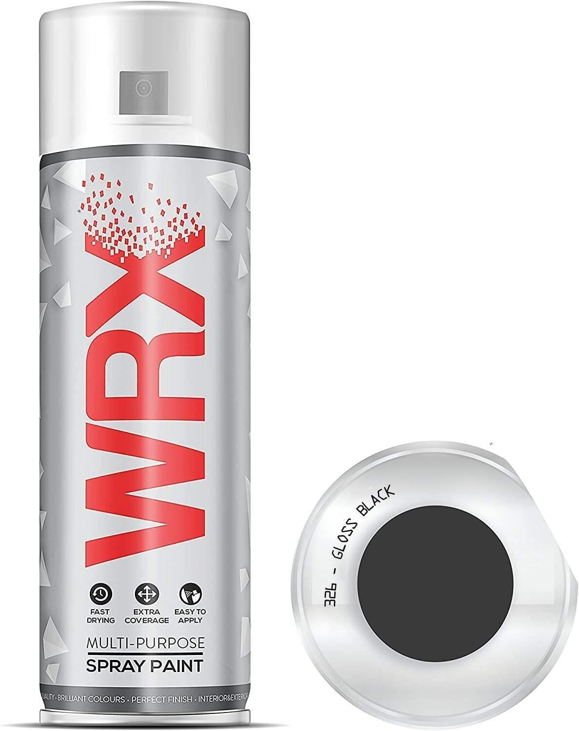WRX Gloss Black 326 Aerosol Spray Paint Multi Purpose Solvent Based 400ml