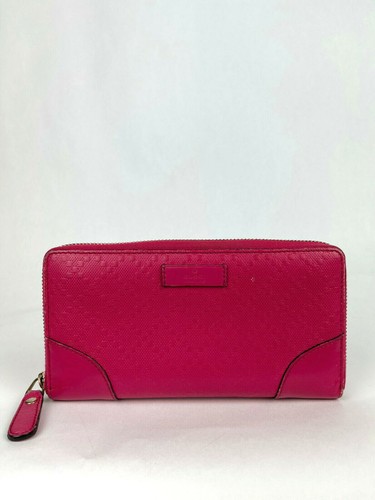 Authentic Gucci Pink Leather Zip Around Wallet
