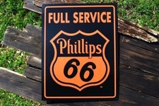 Phillips 66 Full Service Tin Metal Sign - Gas Station - Motor Oil & Gasoline