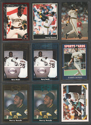 BARRY BONDS ~ Lot of (9) Different Oddball Baseball Trading Cards ~ Rare!