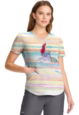 Little Mermaid Ariel Cherokee Scrubs Tooniforms Disney V Neck Top TF737 PRVT