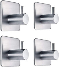 Adhesive Hooks Heavy Duty Wall Hooks Waterproof Stainless Steel Hooks 4-Packs