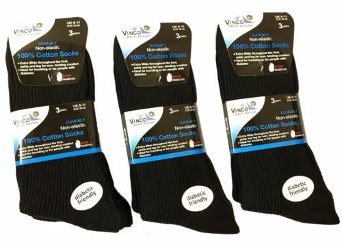 12 Pairs Mens Extra Wide Comfort Fit Diabetic Non-Elastic Socks Black UK 6-11