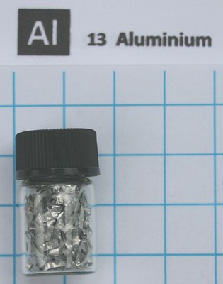 0.5 gram 99.9% Aluminium Metal shavings in glass vial element 13 sample