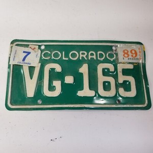 1989 Colorado License Plate # VG-165 80s
