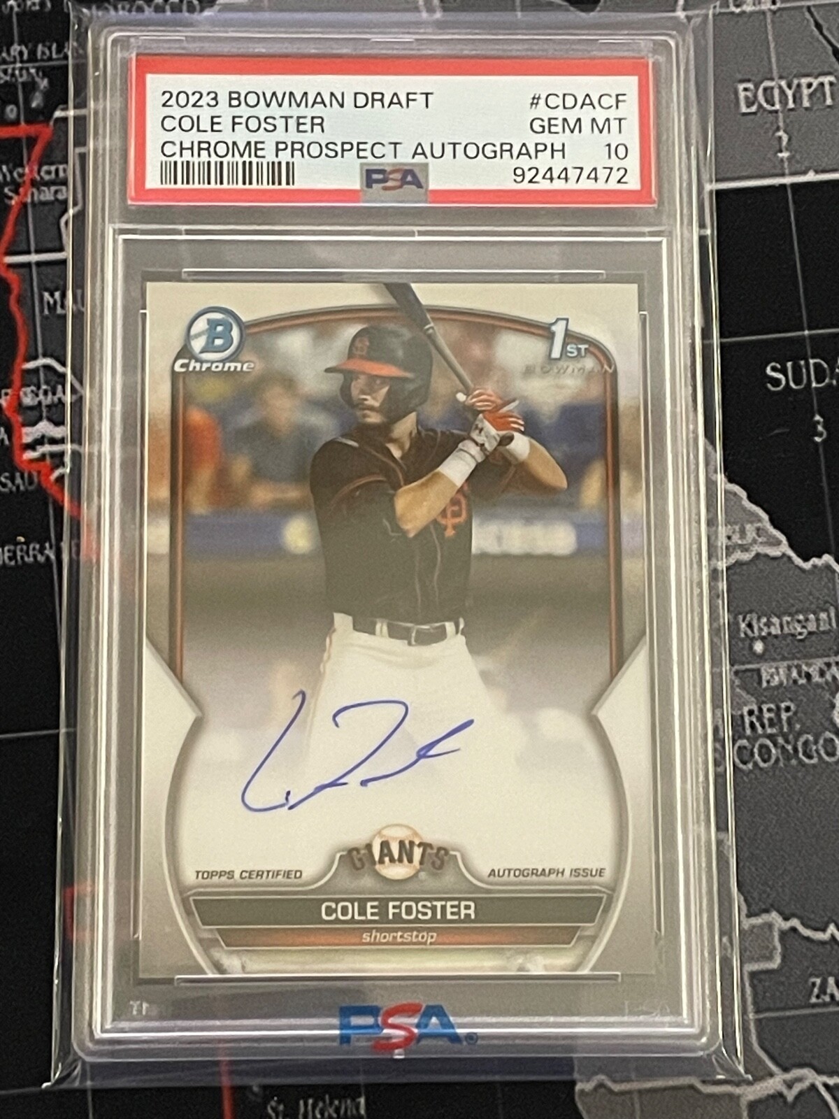 Cole Foster 2023 Bowman Draft Chrome 1st Autograph Auto Card #CDA-CF PSA 10