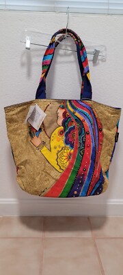 Laurel Burch Tote Rose With Bird Woman Vibrant Colors